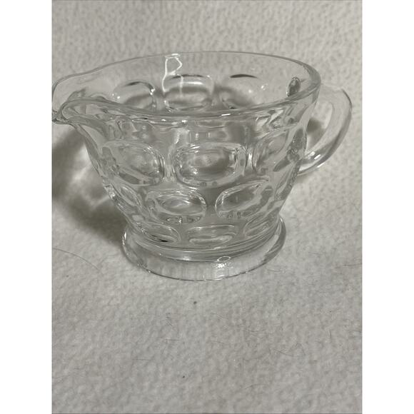 Vintage Clear Glass Thumbprint Pattern Creamer - Picture 1 of 6
